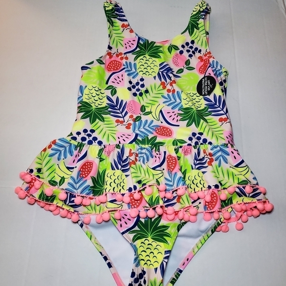 Nicole Miller Girls Tropical Swimsuit One-Piece Sz XL 14